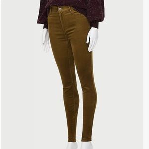 NWT Loft high rise skinny corduroy pants Olive green